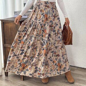Boho Multicolor Women's Floral Print A-Line Skirt